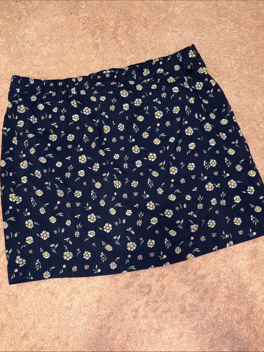 Duluth Tading Co. Heirloom Gardening Skort Navy With Daisy print Pull on XXL